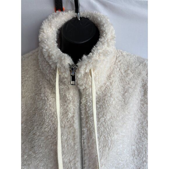 Beivy Fuzzy Cream Vest Sherpa White Faux Fur Size L Autumn Fall Transitional - Picture 2 of 10